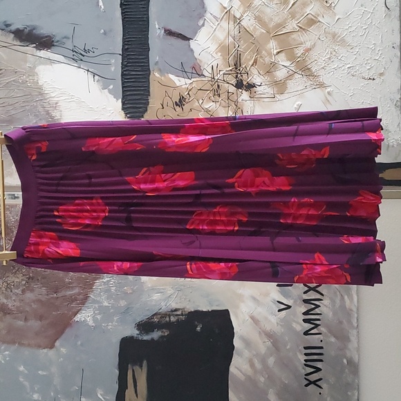 NWOT A New Day Accordian Pleated Purple Floral Print Skirt XXL - Picture 2 of 7